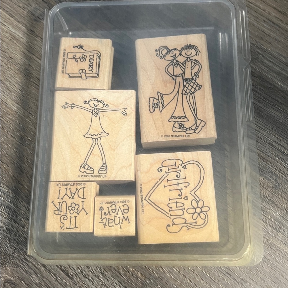 Stampin' Up! Girlfriends 2002 Wooden Rubber Stamps Set of 6
